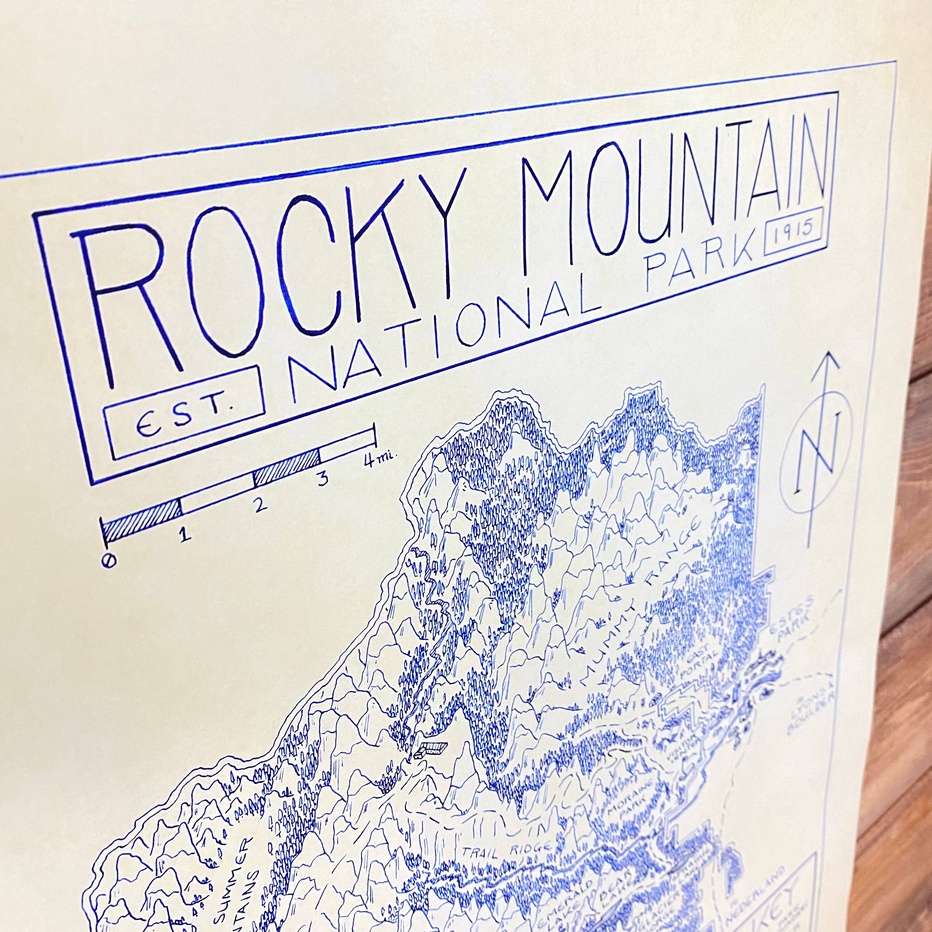 Cryptocartography - Wholesale Art Print - Rocky Mountain National Park Hand-Drawn Map Print4