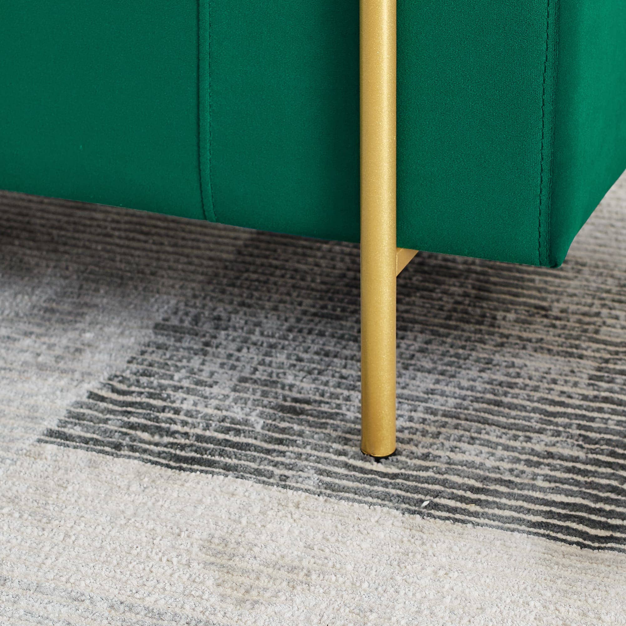 39F Inc. - Vente Bancs - Banc de rangement en lin blanc/beige/vert - Pieds en fer22