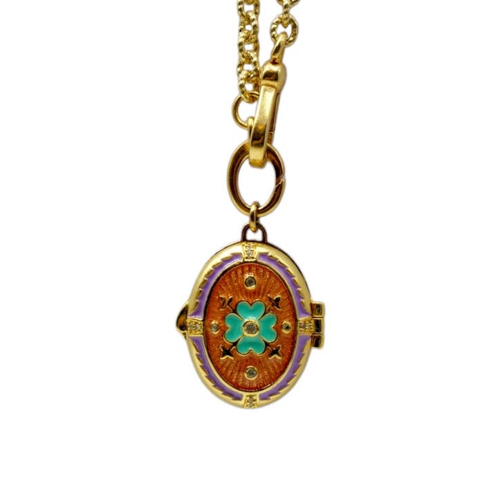 DIAPERIS - Wholesale Pendant/Charm Necklace - RAVELLO NECKLACE ORANGE AND PURPLE1