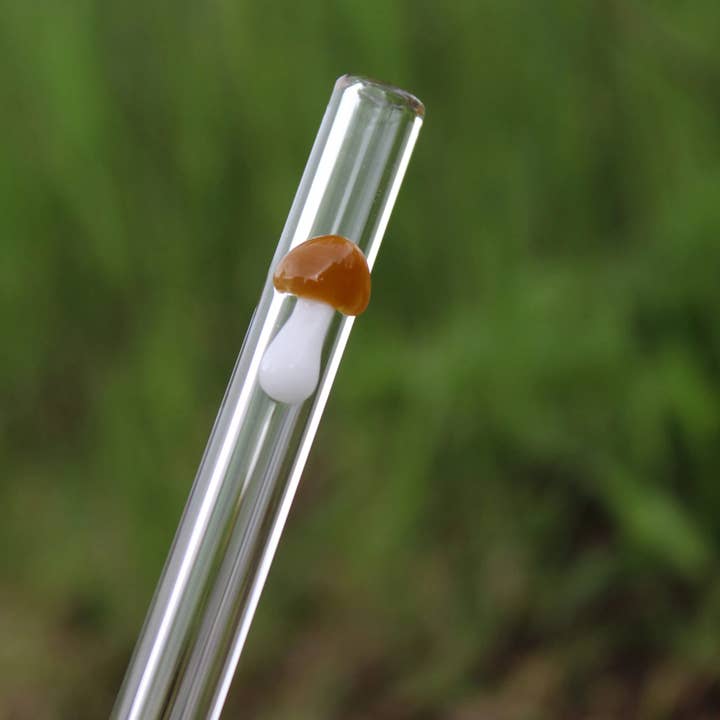 Cannuccia in vetro a forma di fungo porcino da 12 pollici con spazzola 40-44 oz per la vendita all'ingrosso da parte di DrinkingStraws.Glass LLC
