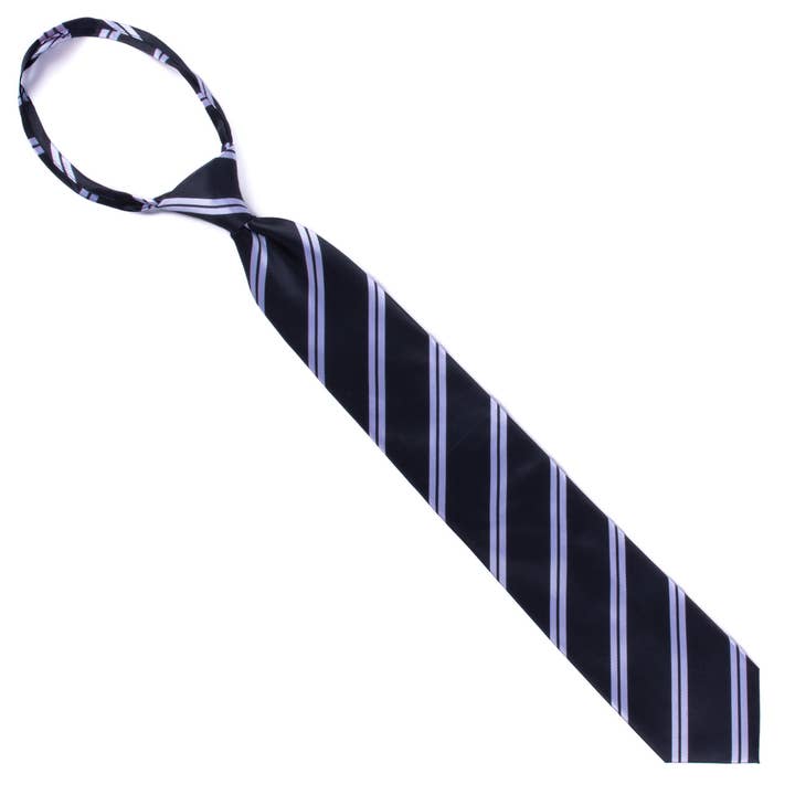 Selini New York - Wholesale Necktie - Men's - 6pc Microfiber Black Zipper Pre-Tied Neckties-MPWZ-BK#1