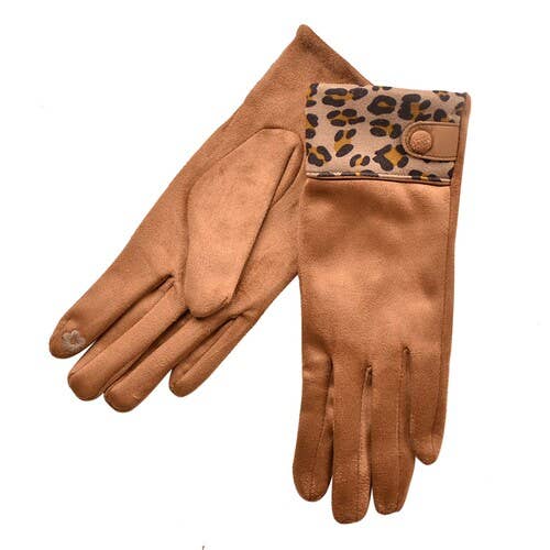 Taylor Hill Scarves & Co - Vendita all'ingrosso Guanti - Donna - THSG1052: Tan: Guanti Leopard Tips0