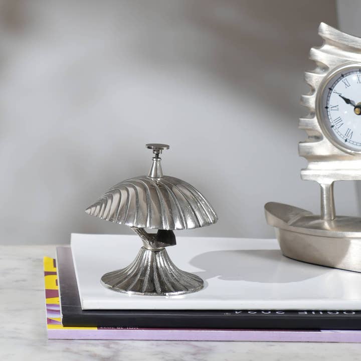 Desk Bell | Decorative Aluminum Desk Bell in Silver Color-4" for wholesale by TrenDec