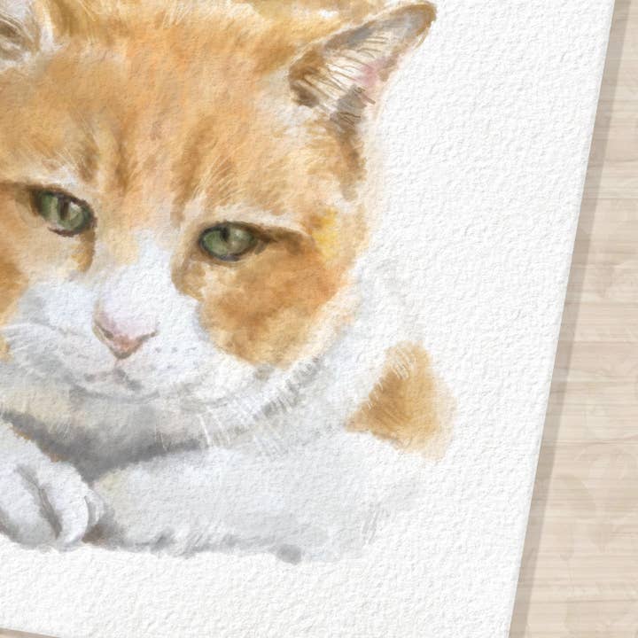 Impressão de Arte de Gato Laranja, Pintura em Aquarela de Gato Ruivo, Decoração de Parede Minimalista em Tons Pastel Suaves para Presente de Amantes de Gatos, Feito à Mão, Assinado pelo Artista por atacado de Triple Studio