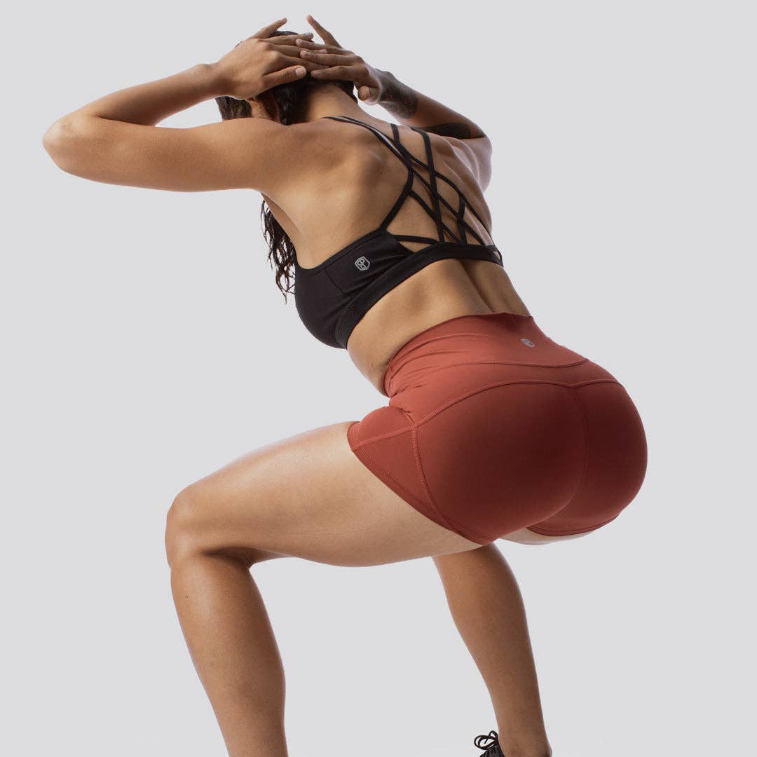 Born Primitive - Wholesale Athletic Shorts - Women's - Your Go To Booty Shorts (Brick Red)2