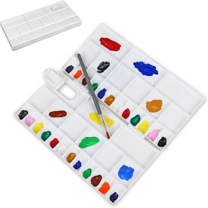 Liquidraw – wholesale Palette/mixing tray – Liquidraw 41 Well Paint Palette, Large Folding Mixing Painting Palette Acrylic, Oil, Watercolour, Gouache for Artists, Students, Kids, DIY Craft, Drawing, Art Class, Tray for Adults, Beginners
