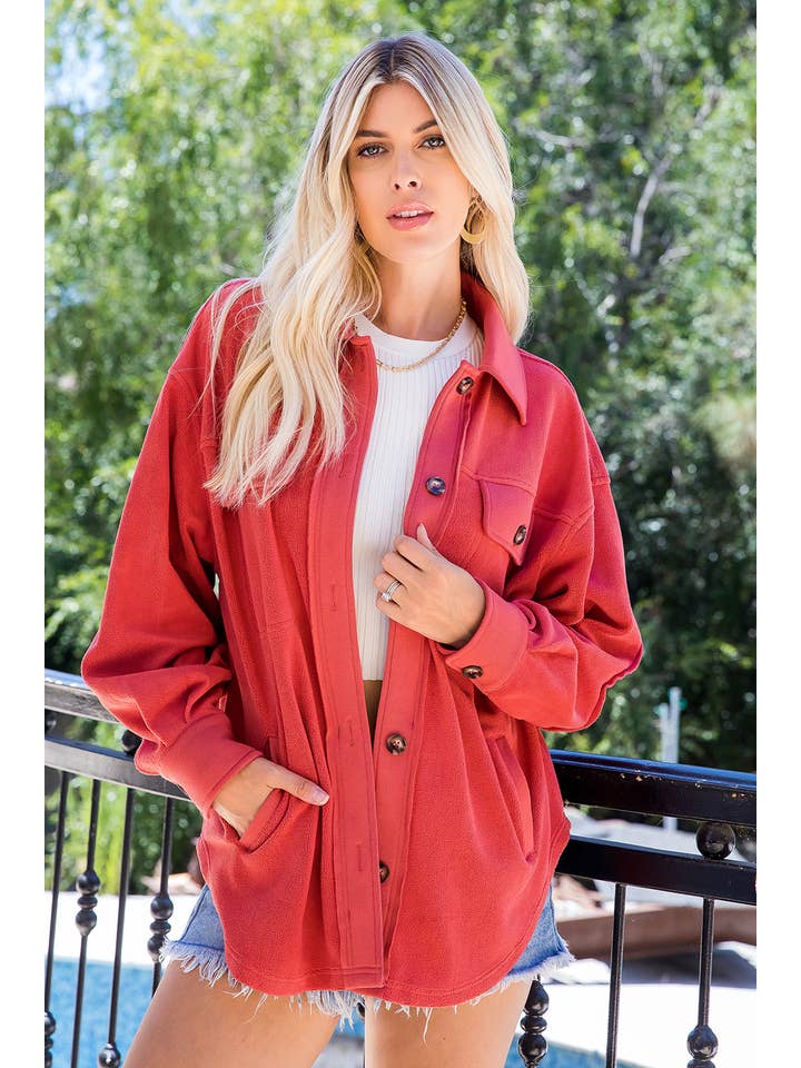 Sweet Lovely by Jen - Wholesale Shirt Jacket/Shacket - Women's - SOFT COZY WASHED SHACKET13