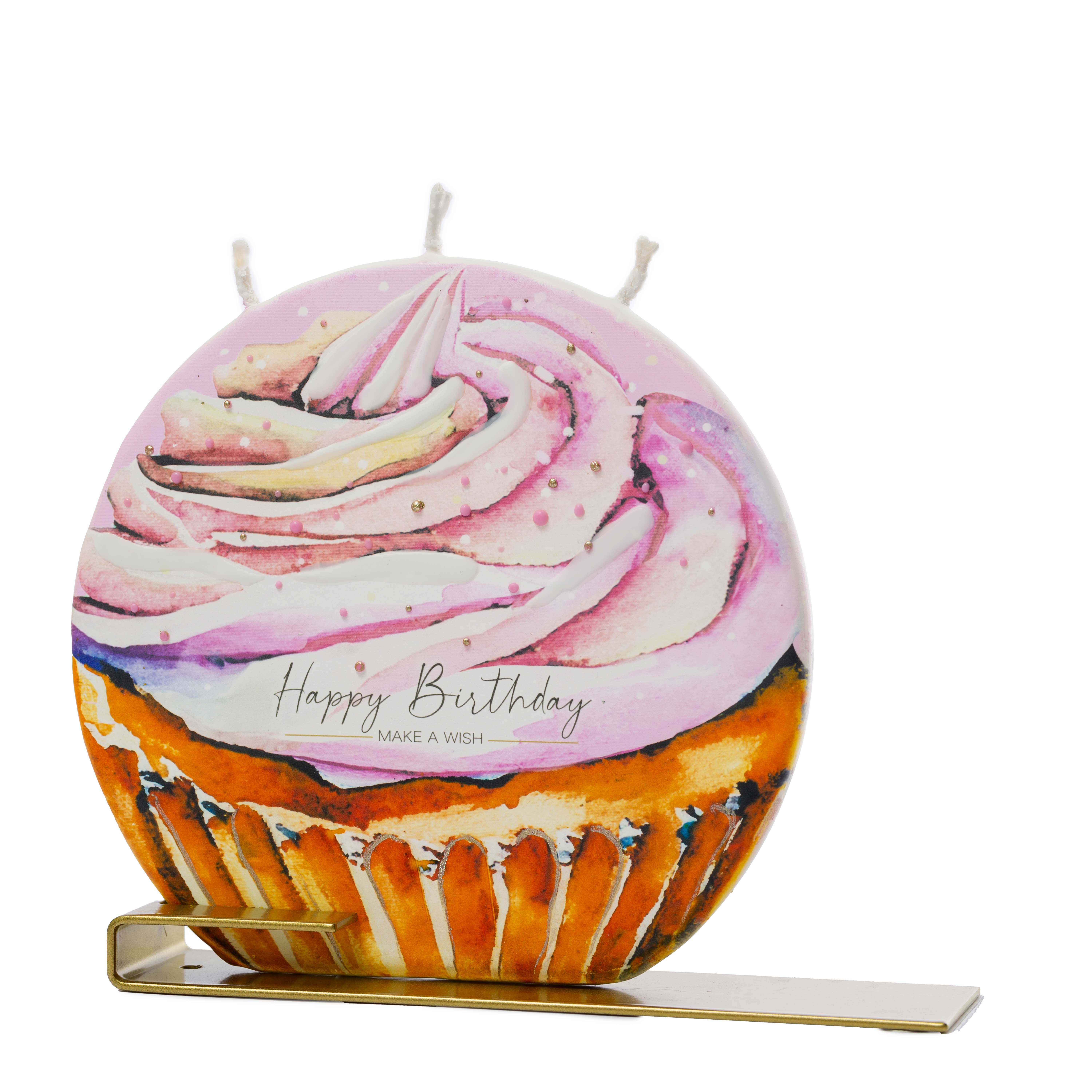 Flatyz Candles - Wholesale Novelty Candle - Flat Hand-Crafted 6" Round Candle - Happy Birthday Cupcake0