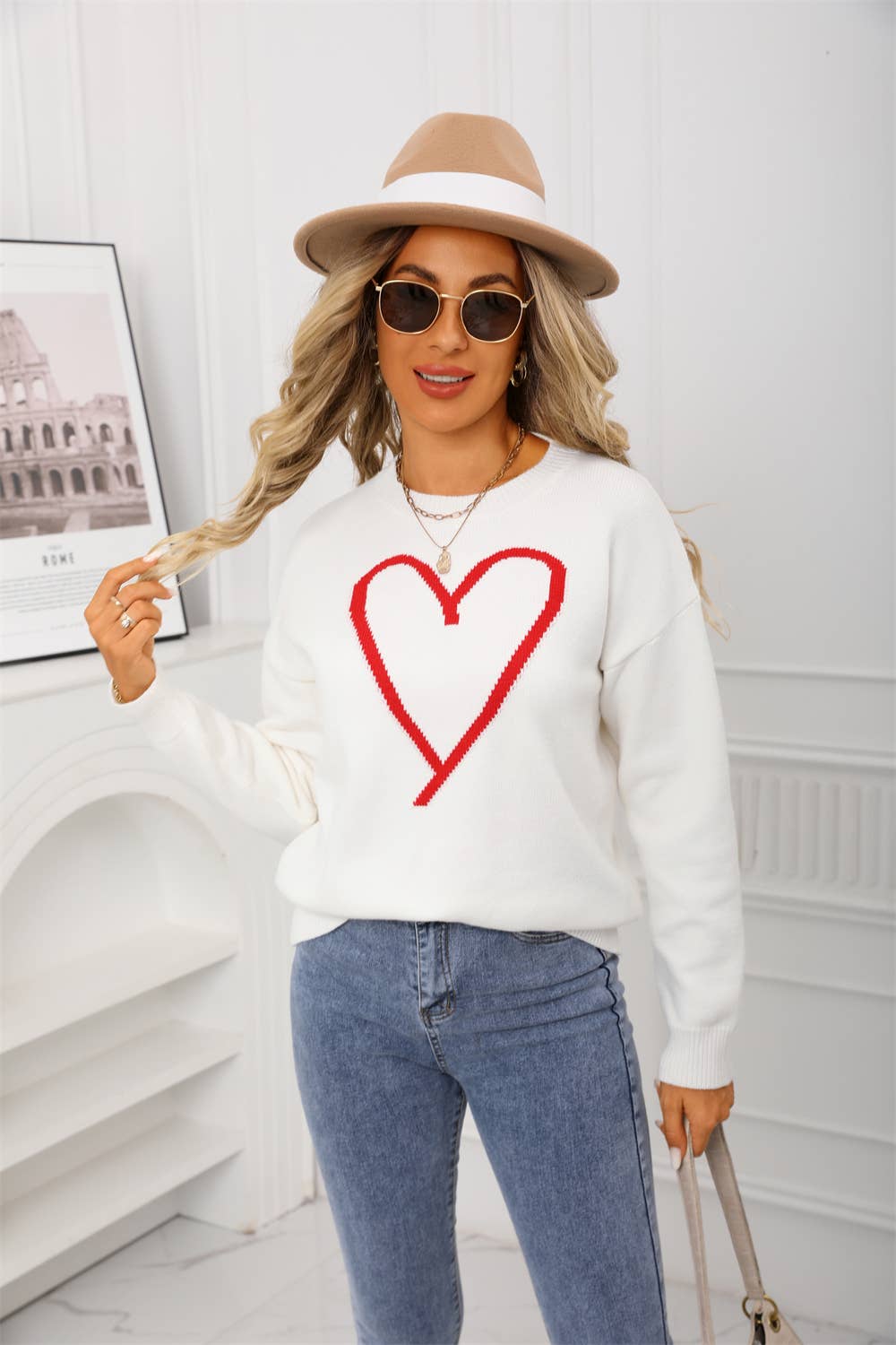 Hope & Sunshine - Wholesale Knit Sweater - Women's - Valentine's Heart Pullover Sweater68