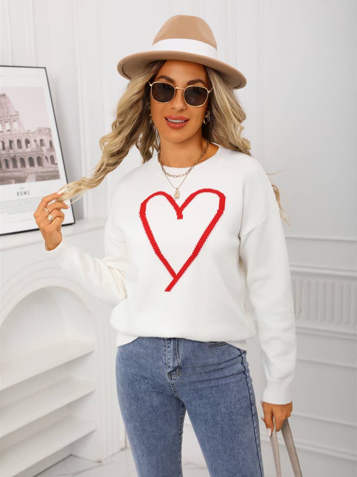 Hope & Sunshine - Wholesale Knit Sweater - Women's - Valentine's Heart Pullover Sweater68