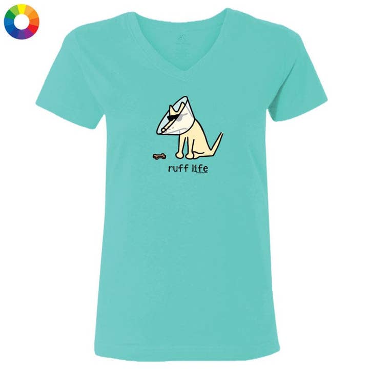 Ruff Life - Camiseta de Mujer con Cuello en V para venta al por mayor de Teddy the Dog