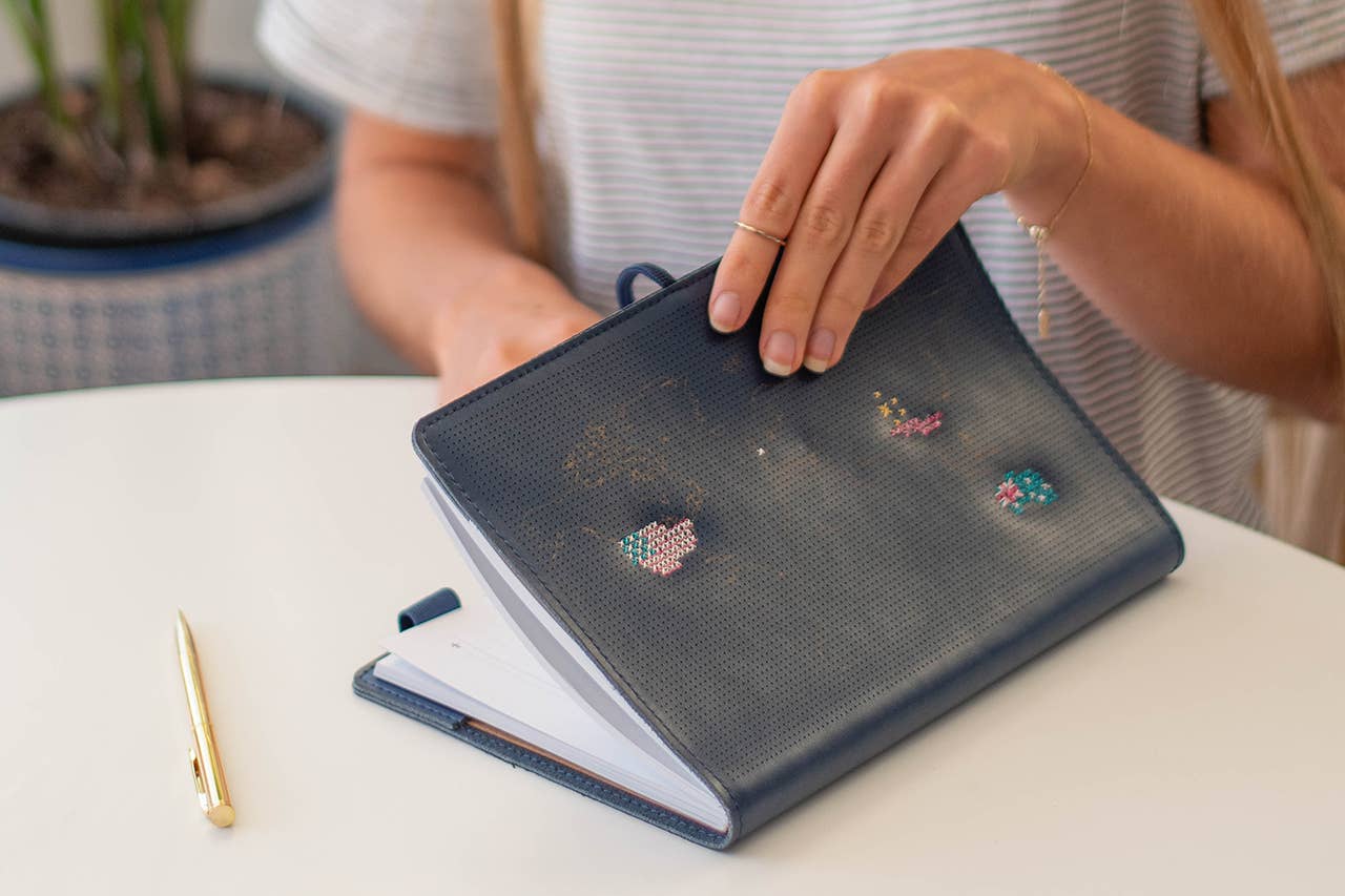 Chasing Threads - Wholesale Journal/Diary - Stitch Your Travels Map Notebook Kit - Navy Leather19