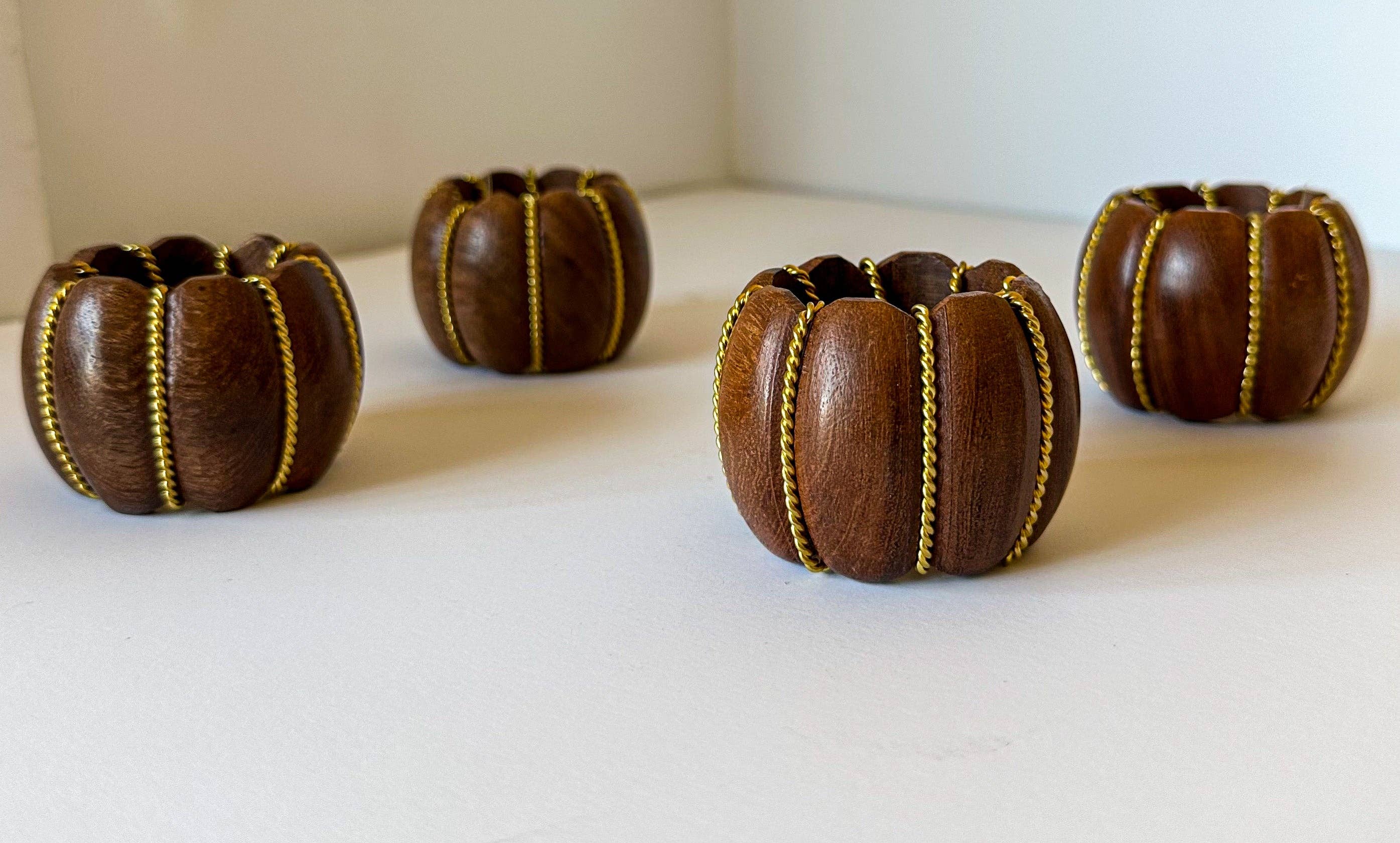 Tisch New York - Wholesale Napkin Ring - Pumpkin Napkin Rings/ Set 4, Dark Wood0