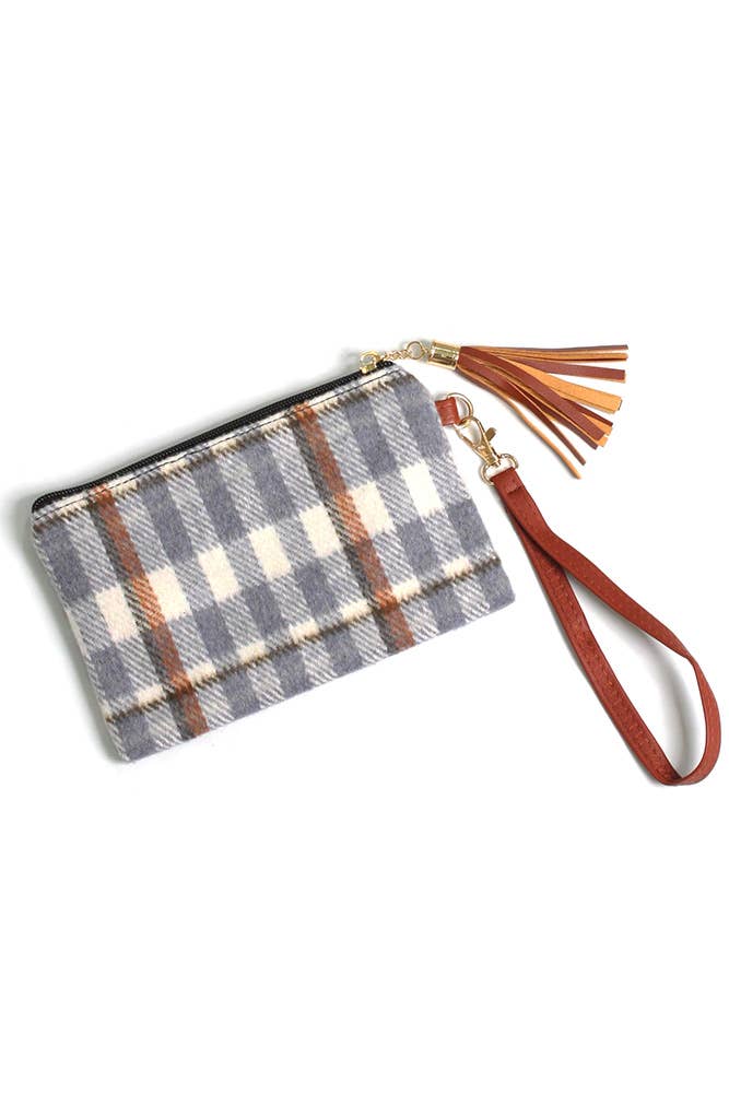 Hana – wholesale Wristlet – Plaid Pattern Pouch Bag with Wristlet4