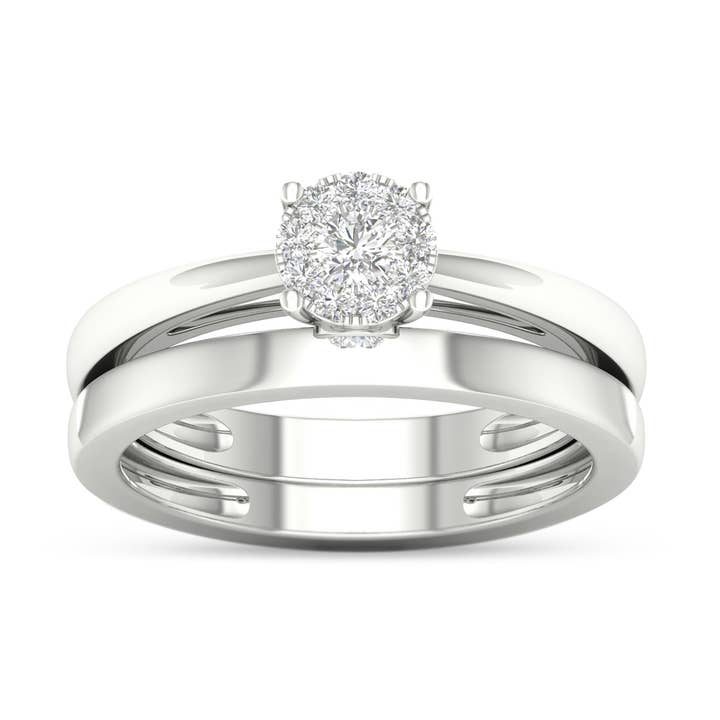 1/4ct TDW Diamond Cluster Bridal Set in Silver for Women for wholesale by De Couer New York