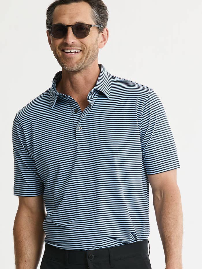 Stripe Performance Polo for wholesale by JACHS NY