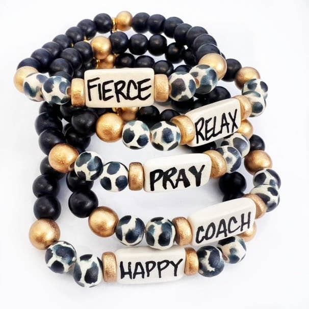 Audra Style - Wholesale Beaded Bracelet - Affirmation Word Beaded Bracelets Inspirational - Black and