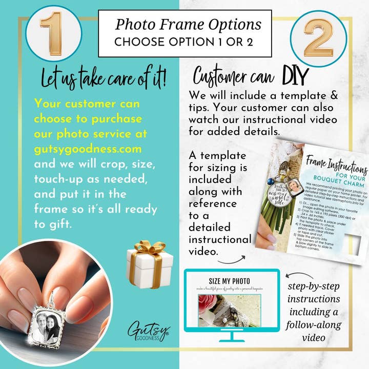 Gutsy Goodness - Wholesale Individual Charm/Pendant - Mom Memorial Wedding Bouquet Picture Frame Charm for Bride
