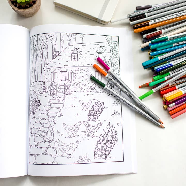 The Swimming Owl - Wholesale Coloring & Activity Book - Adult - Cozy Cottagecore Coloring Book For Adults + Teens9