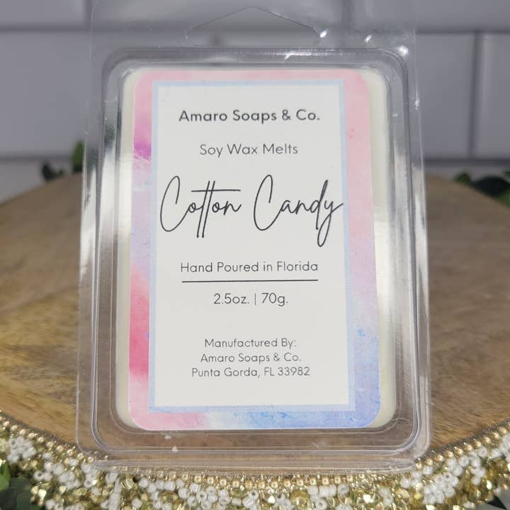 Cotton Candy Soy Wax Melt for wholesale by Amaro Soaps & Co.