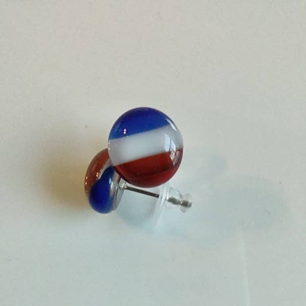 Patriotic Red, White and Blue Fused Glass Earring Posts for wholesale by Mellyn's
