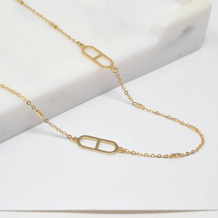 Brass Metal Part Connected Linked Long Chain Necklace for wholesale by StarryNYC