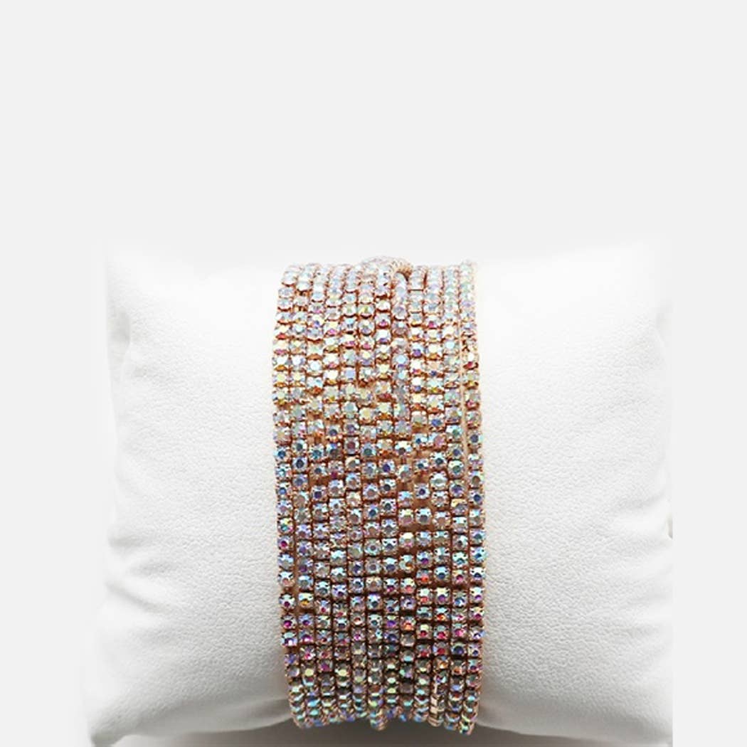 Fashion City – Conjunto de joias por atacado – Pulseiras de Pedra de Cristal Stretch Stretch de 12 Camadas 17