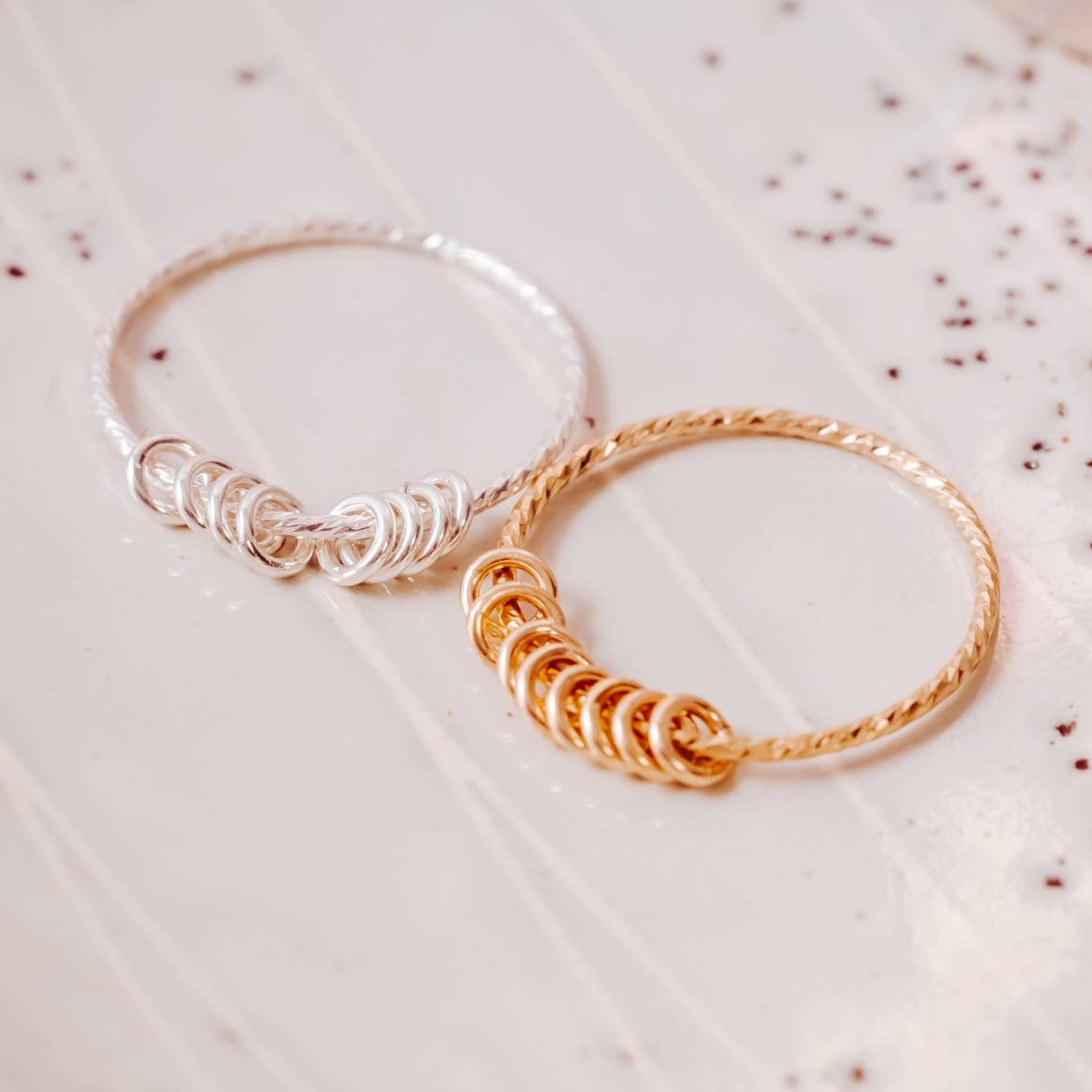 Salt and Sparkle - Wholesale Band/Stacked Ring - Dainty Gold Filled or Sterling Silver Fidget Ring5