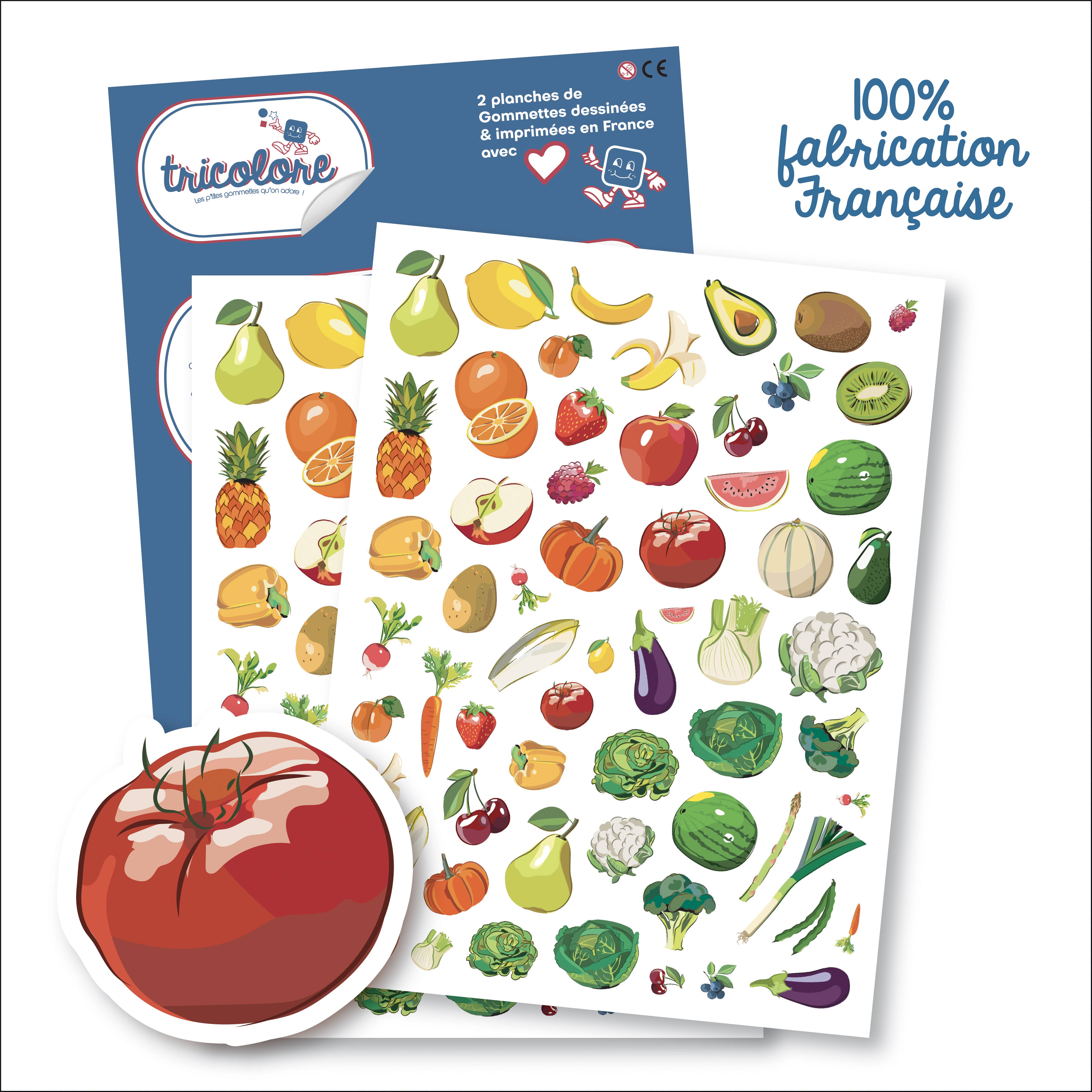 Graine Créative - Vente Autocollant - Enfant et bébé - GOMMETTES FRUITS ET LEGUMES0