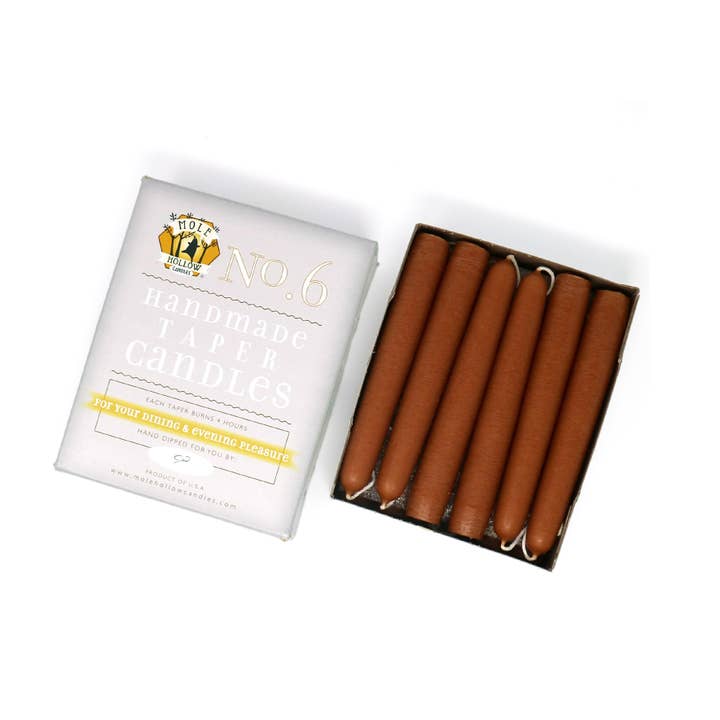 Mole Hollow Candles - Wholesale Tapered Candle/Candlestick - 6" Hand Dipped Unscented Taper Candles - 39 Colors USA Made15