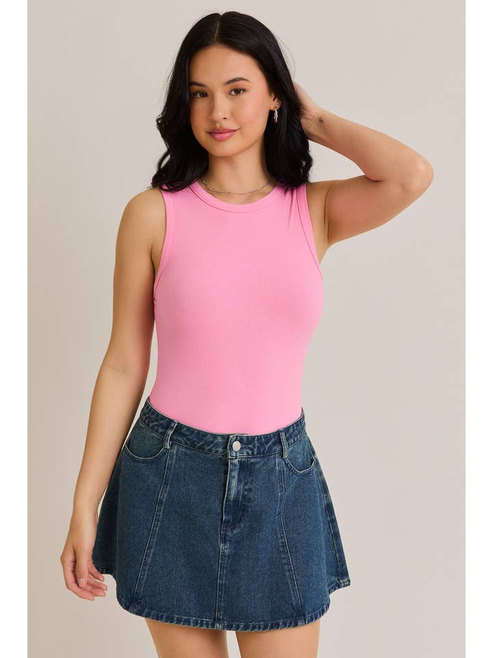 LE LIS - Wholesale Bodysuit - Women's - ROUND NECK SLEEVELESS BODYSUIT