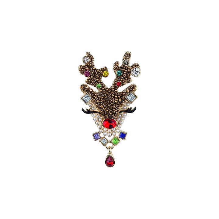 Roman - Wholesale Brooch - 2.5"H Reindeer Pin; Carded
