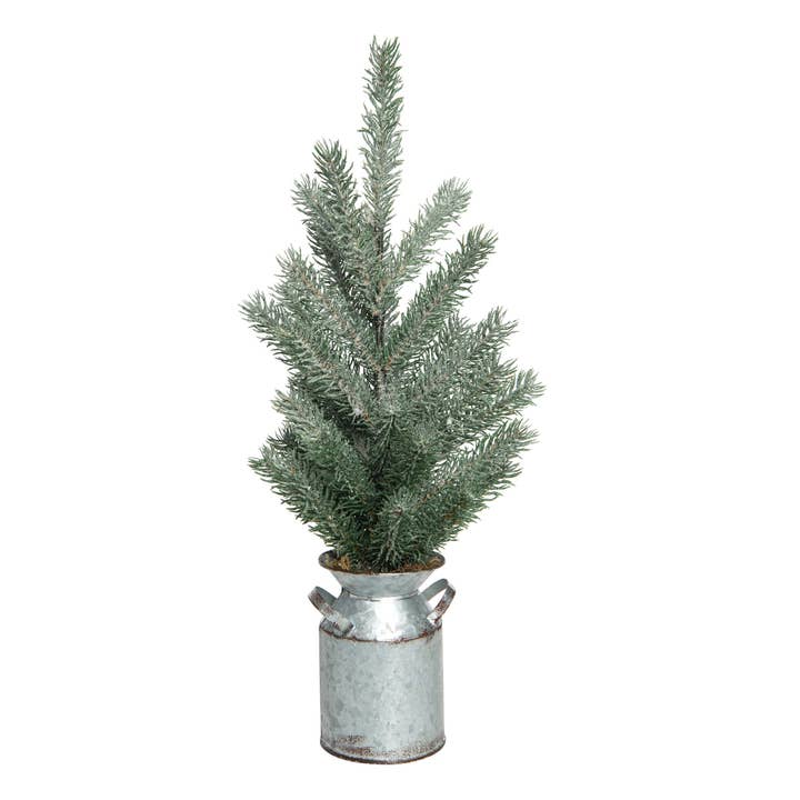 Transpac - Wholesale Artificial Christmas Tree - CLOSEOUT 20" Green Christmas Tree Galvanized Milk Jug