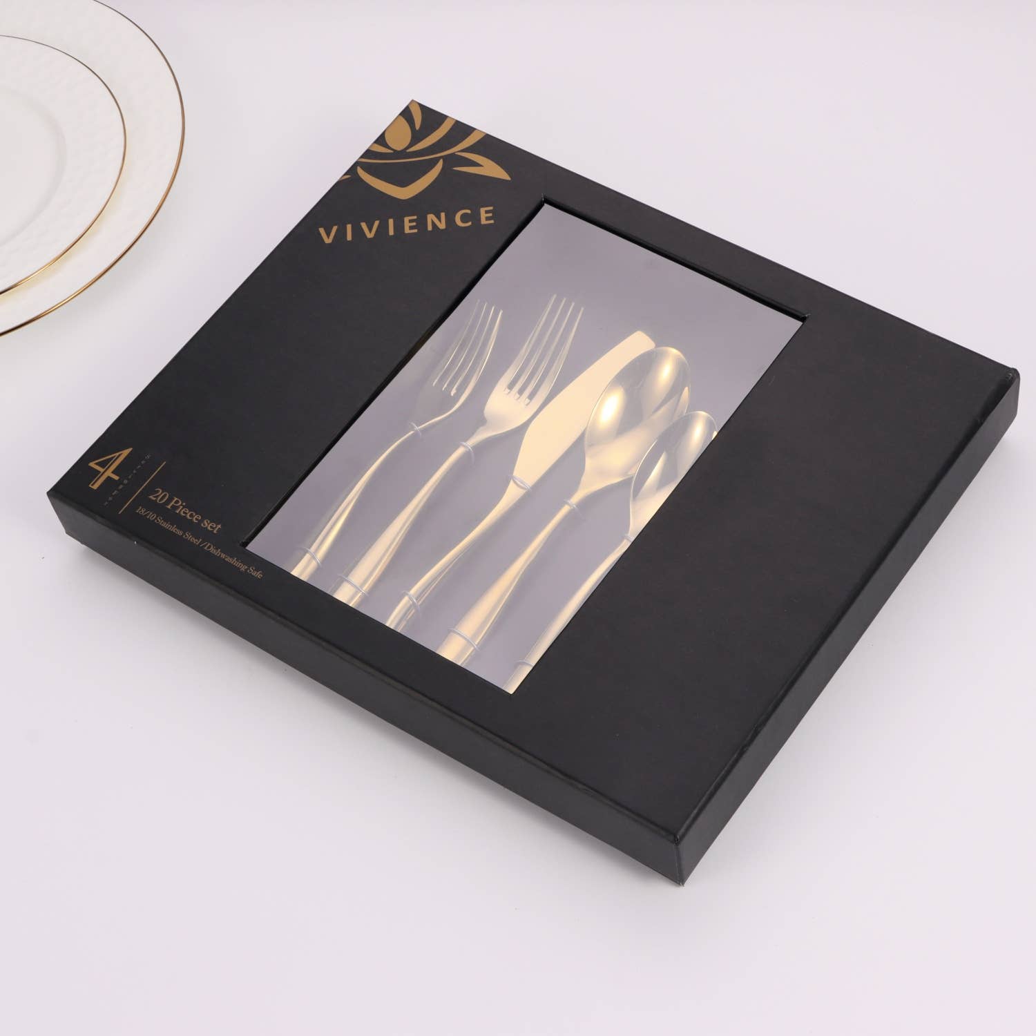 VIVIENCE - Wholesale Flatware Set - 20 Pc Flatware Set with Wavy Handle (4 color options)3
