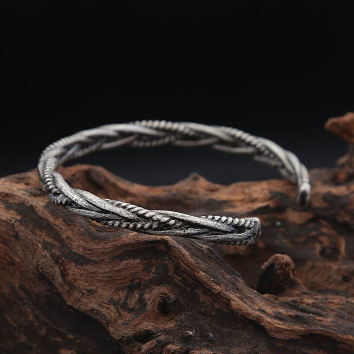 Retro Braided Twist Men's Titanium Steel Bracelet for wholesale by Gemcohub