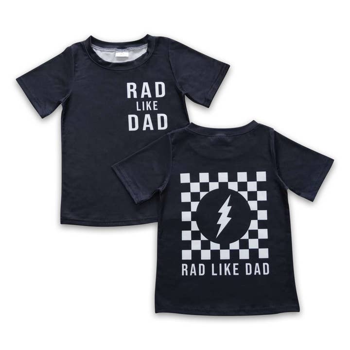 Yawoo Garments - Wholesale Screen Printed T-Shirt - Kids - Rad like dad black plaid kids boy shirt