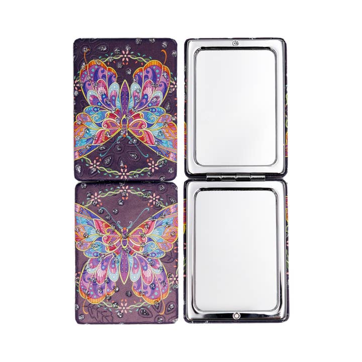 Cap Zone - Wholesale Makeup Mirror - Butterfly Floral Glitter Makeup Mirror - 12 pcs2
