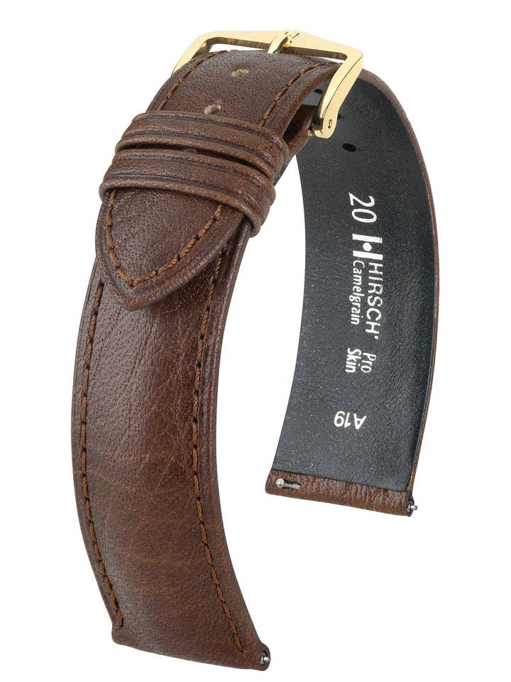HIRSCH Pulseira de Relógio Camelgrain L - couro de vitela de alta qualidade por atacado de HIRSCH