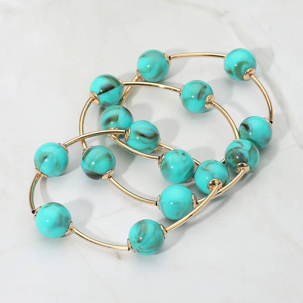 Sensibling Corp. - Wholesale Jewelry Set - 3PCS - Round Ball Wire Beaded Stretch Multi Layered Bracelets13