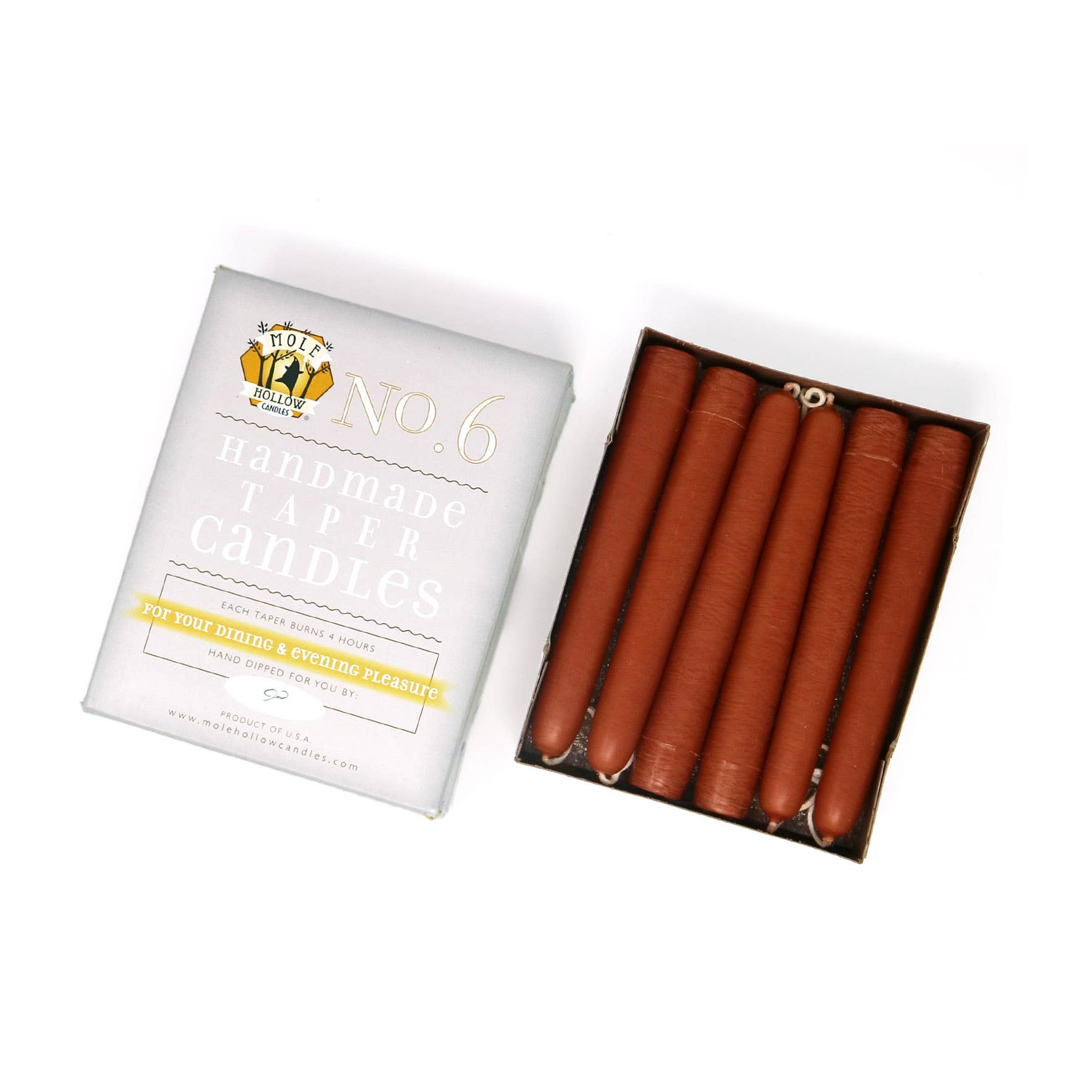 Mole Hollow Candles - Wholesale Tapered Candle/Candlestick - 6" Hand Dipped Unscented Taper Candles - 39 Colors USA Made14