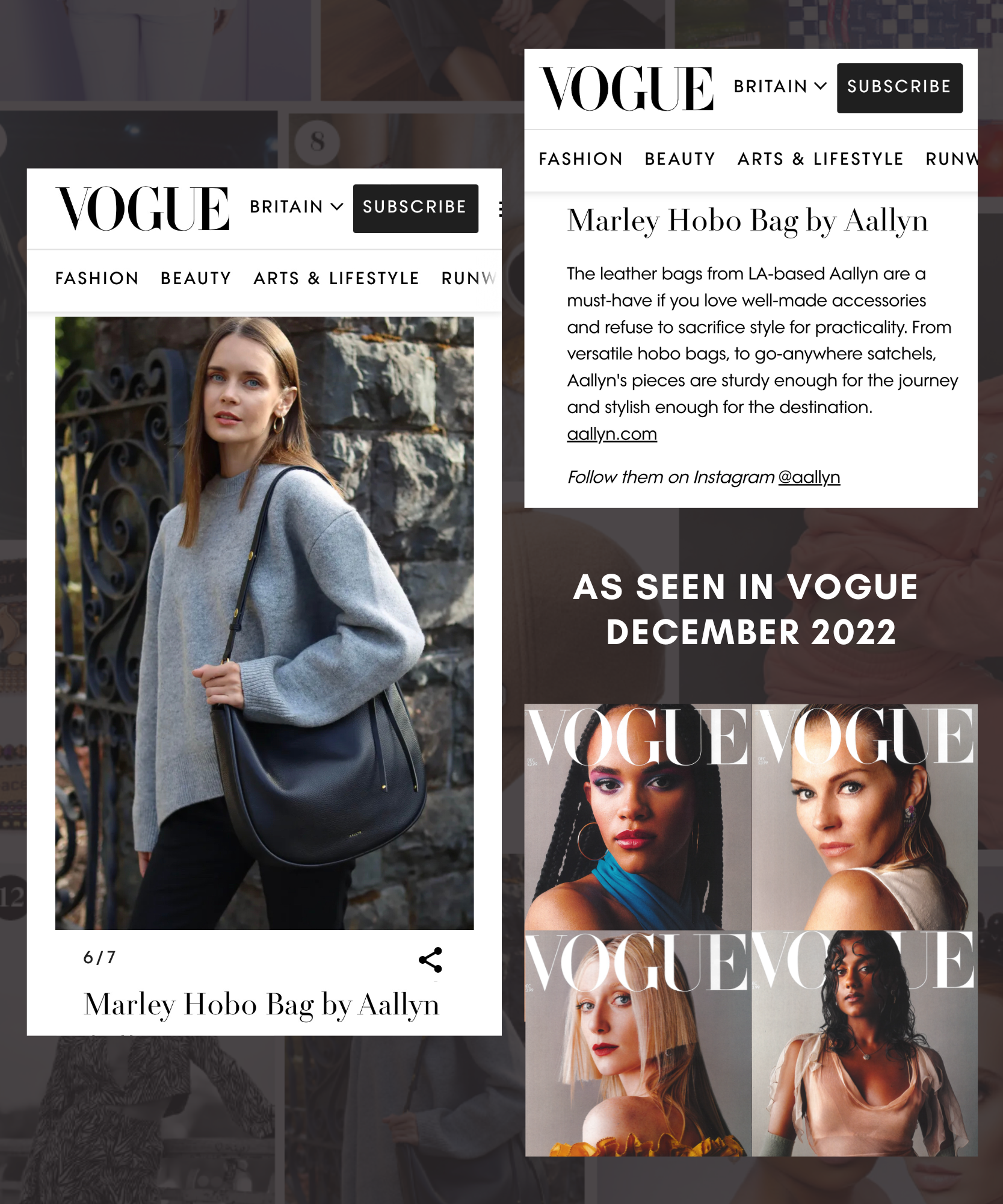 AALLYN - Wholesale Shoulder Bag - Women's - Marley Hobo - Leather7