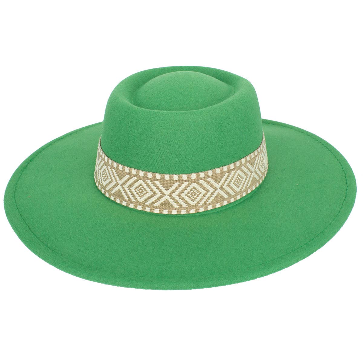 Suzie Q USA - Wholesale Fedora - Women's - Big Brim Concave Top Aztec Pattern Belt Jazz Hat17