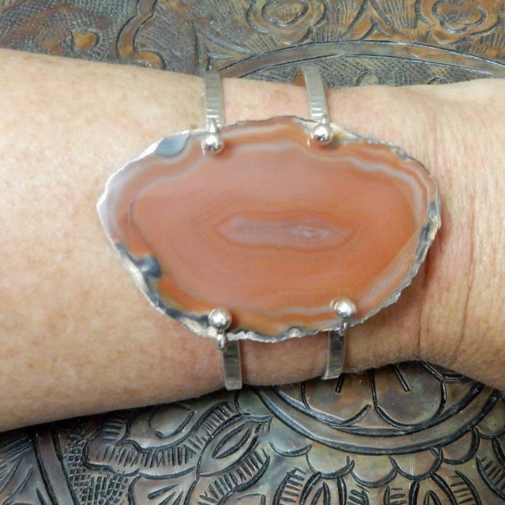 Rock Paradise - Wholesale Cuff bracelet - Crystal Agate Electroplated 24k Gold Adjustable Bracelet8