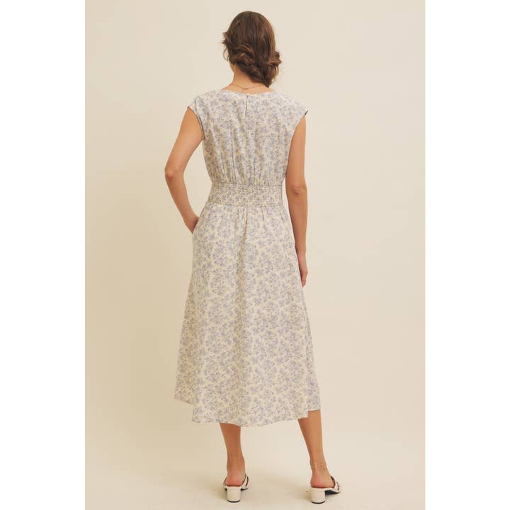 in february - Wholesale Dress - Women's - BOAT NECK PLEATED SLEEVELESS FLORAL MIDI DRESS15