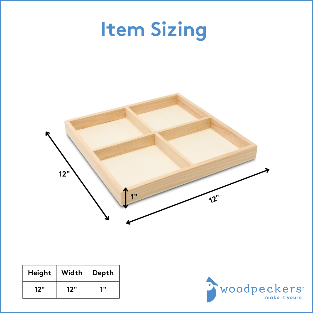Woodpeckers Crafts - Wholesale Serving Tray - 12 x 12 Candy Tray, 4 Part1