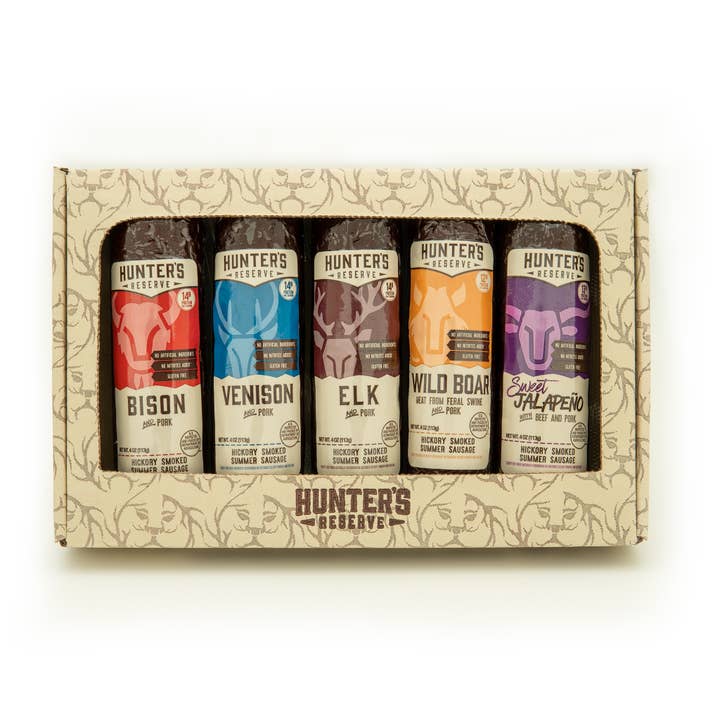 Hunter's Reserve - Wholesale Sausage - The High Five Gift Box - Five 4oz Summer Sausage