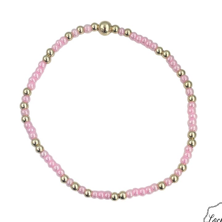 Pink Glimmer Gold Filled Beaded Bracelet for wholesale by Locked by Lula 'n' Lee