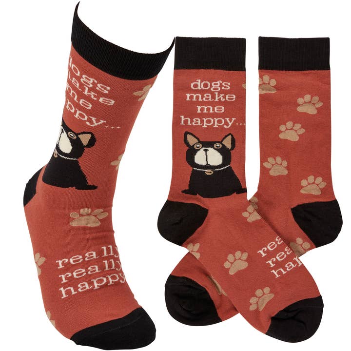 Dogs Make Me Happy Socks for wholesale by Primitives by Kathy