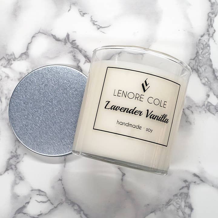 Bougie de soja de luxe lavande vanille pour la vente par Lenore Cole