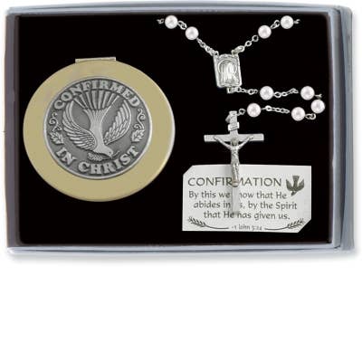 Abbey & CA Gift - Venta al por mayor Tarjetas de confirmación y comunión - Set de regalo de rosario de confirmación para niña